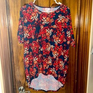 BEAUTIFUL Navy Red Orange Tunic LuLaRoe Irma XXS